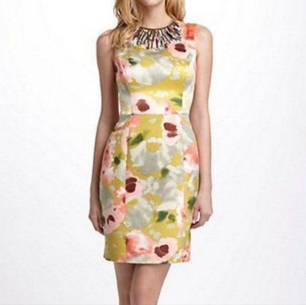 Beth Bowley Anthropologie dress Sheath Sleeveless Floral Print‎ Multicolor Sz 4